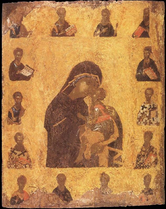 unknow artist Our Lady of Tenderness with Child and Saints in the Frame